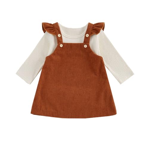 fhutpw Baby Girl 2 Piece Outfits Corduroy Skirt + Ribbed Knit Long Sleeves Top 3 6 12 18 Months Clothes Fall Winter Suits