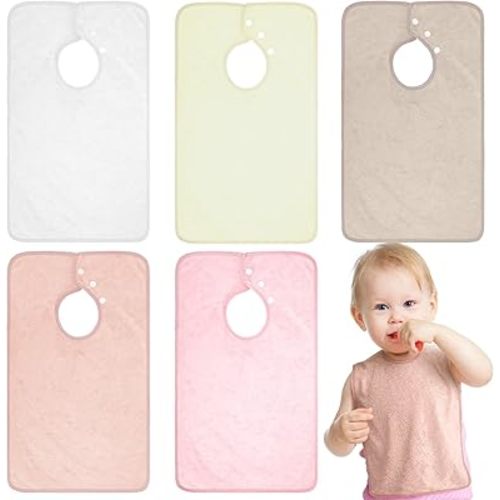 Hercicy Full Coverage Pullover Toddler Baby Bibs Terry Cloth Bibs with Snap Button for 0-4 Years Unisex Feeding Drooling