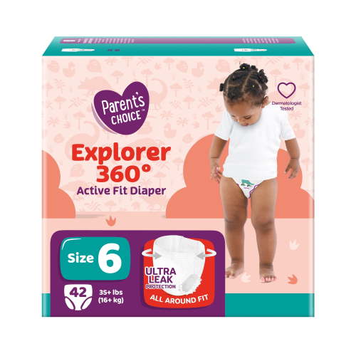 Parent's Choice Explorer 360 Active Fit Diaper Pants, Size 6, 42 Count
