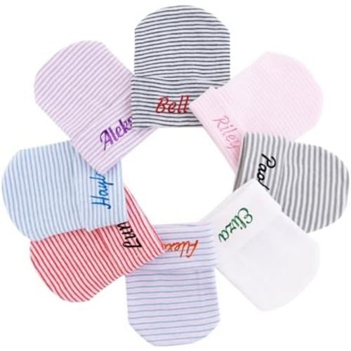 Personalized 2 Pack Newborn Hospital Hat Custom Infant Baby Beanie for Boys Girls 0-3 Months