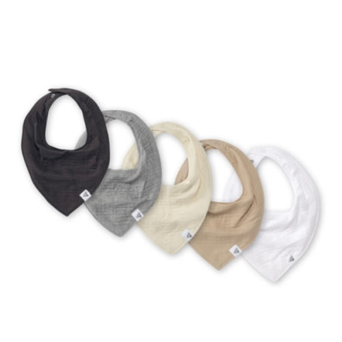 Organic Cotton Baby Bandana Bibs - Ash