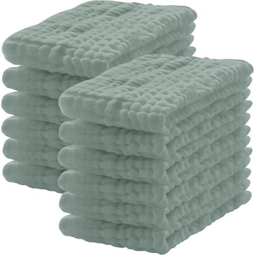 Pack Of 12 Cotton Muslin Burp Cloths For Babies