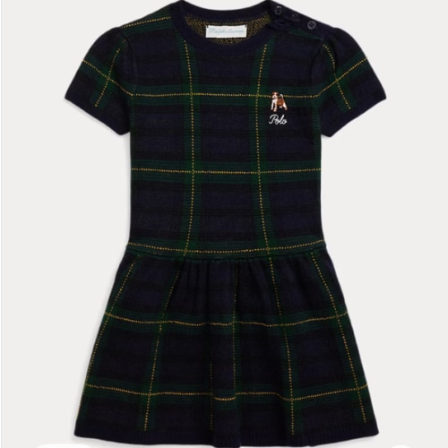 Embroidered Plaid Merino Wool Dress