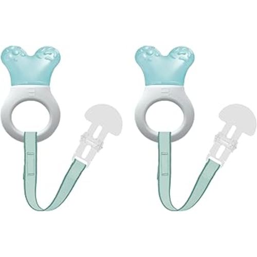 MAM Baby Toys, Teething Toys, Mini Cooler Teether with Clip, Boy, 2+ Months, 2 Count
