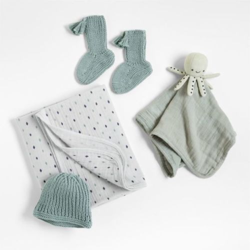 Crate & Kids Octopus 4-Piece Organic Baby Swaddle Gift Set