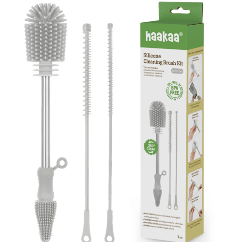 Haakaa Silicone Cleaning Brush Kit - Grey