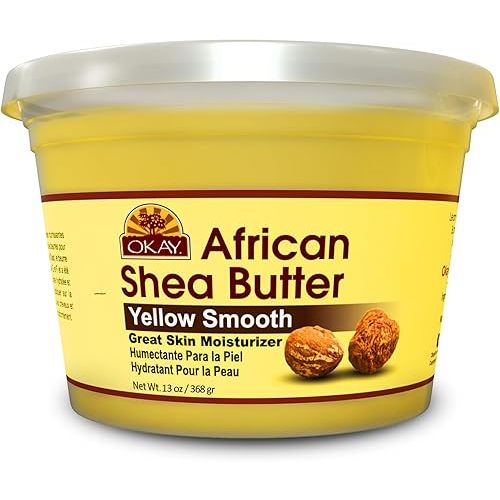 Okay Yellow Shea Butter for Hair and Skin - Raw African Shea Butter for Women and Men, Daily Moisturizer for Face and Body, Helps with Stretch Marks, Soothes Dryness - 13 oz Jar (Pack of 1)