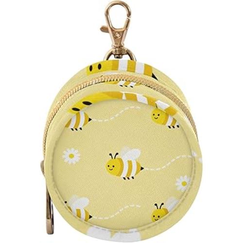 Bumble Bees Yellow Cute Newborned Boy Pacifier Holder Case with Zipper and Clip Wristlet Wallet, Baby Essentials