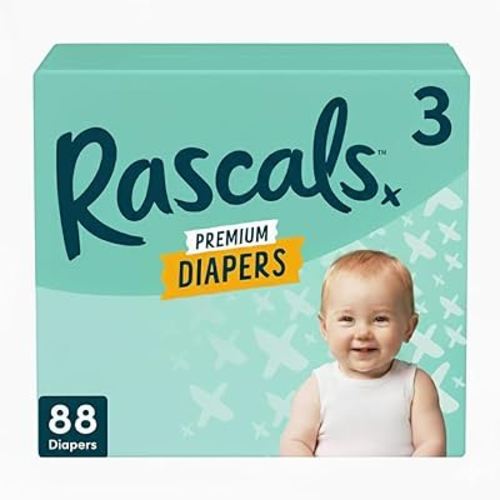 Rascals Premium Absorbent Baby Diapers Size 3, 88 Count