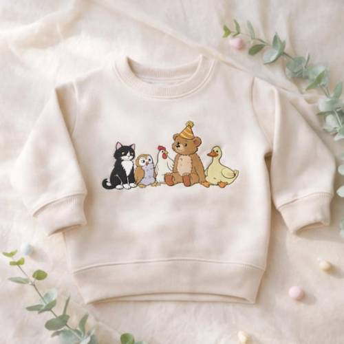 Embroidered Little Bear Sweatshirt, Animal Lover Toddler Crewneck, Animated TV Show Shirt - Etsy