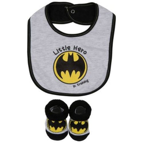 Kids Batman Little Hero 2-Piece Bib and Booties Set - One Size Fits Most