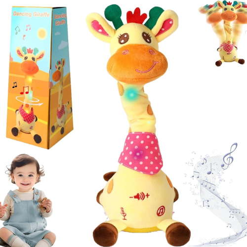 Musical Giraffe Toy,Talking Dancing Singing Giraffe, Stuffed Animal Tummy Time Toy with Volume Adjustment,Singing Songs Light Up Toys, Repeating What You Say, Baby Toys for Boys Girls Gifts