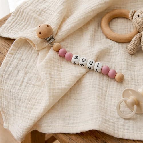 Personalized Pacifier Clip with Name, Customized Pacifier Clip Monogram Silicone Chain for Baby Girl Boys