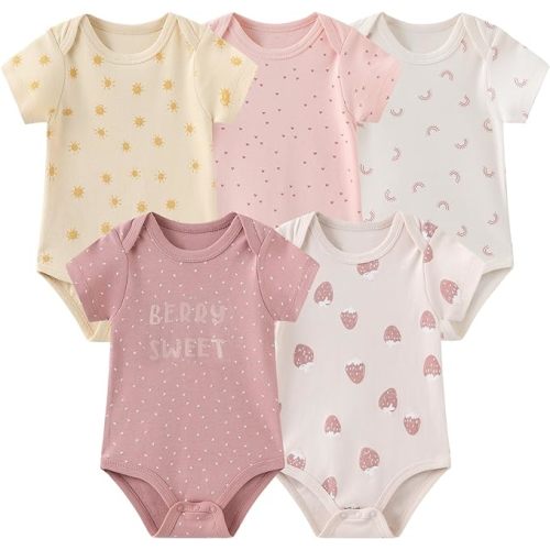 Fashion Unisex baby Boy Girl Bodysuits 5-Pack Casual Cotton Soft Infants Outfit New born Clothes