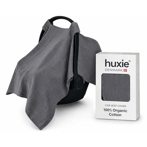 Car Seat Cover Baby - Organic Cotton - Carseat Covers Baby - Carseat Cover - Car Seat Canopy - Carseat Canopy - 100% Muslin Cotton, 43" x 32" (Soft Grey)