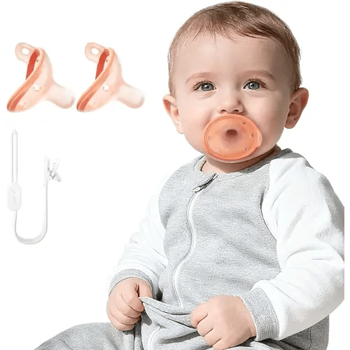 2-Pack Newborn Pacifiers with Clip, 0-6 Months, Breast Like Pacifier for Breastfed Babies, Non-Touch Face, Food-Grade Silicone, Ultra-Lightweight Binky