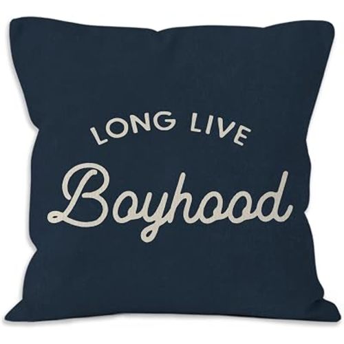Long Live Boyhood Throw Pillow Covers - Boy Bedroom Room Decor,Vintage Navy Blue Boy Nursery Decorative Pillow Covers for Home Bedroom Couch