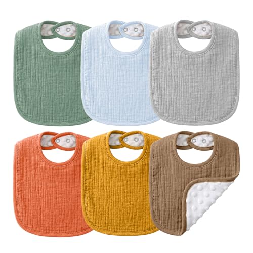 NISXABEBE Muslin Baby Bibs for Unisex Boys Girls, Cotton Drool Bibs, Adjustable Newborn Bibs for Drooling and Teething