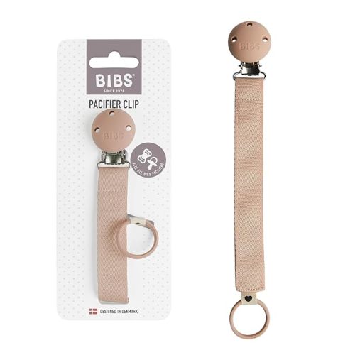BIBS Pacifier Clip Ribbon - Secure Your Baby's Pacifier with Durable Polyester Webbing and Nickel-Free Metal Clip - Compatible with All BIBS Pacifiers - Blush