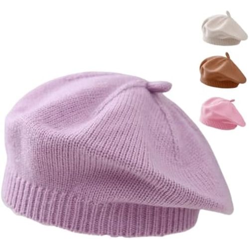 Baby Beret Hat Toddler Girls Fall Winter Warm Beanie Cap Little Girl French Artist Knit Hat for 0-12 Months