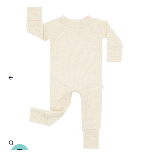 Heather Oatmeal Ribbed Crescent Zippy - Little Sleepies