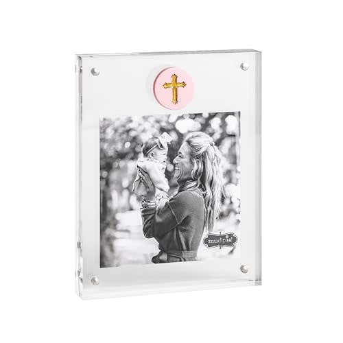 Mud Pie Acrylic Pink Cross Icon Picture Frame