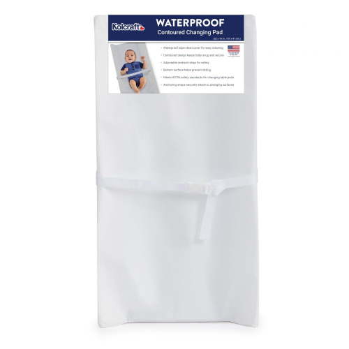 Kolcraft Waterproof Easy-Clean Contoured Diaper Changing Pad, White