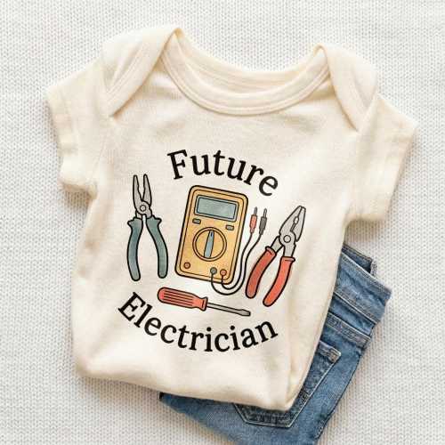 Future Electrician Baby Onesie - Cute Electrician Tools Bodysuit