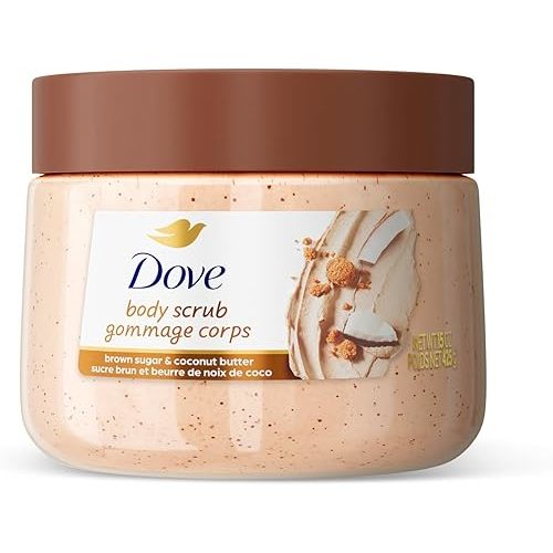 Dove Brown Sugar and Coconut Butter Body Scrub Exfoliates and Deeply Nourishes for Smooth, Radiant Skin 15 oz