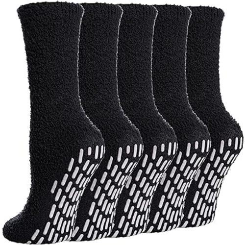 MQELONG Slipper Socks for Women Cozy Hospital Socks Soft Fluffy with Grips Socks Warm Fuzzy Socks Non Slip Grip Socks
