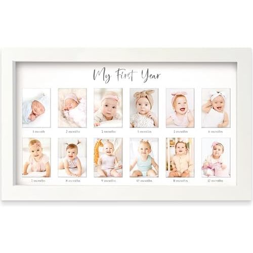 My First Year Photo Frame,12 Months Baby Picture Frame (Alpine White)