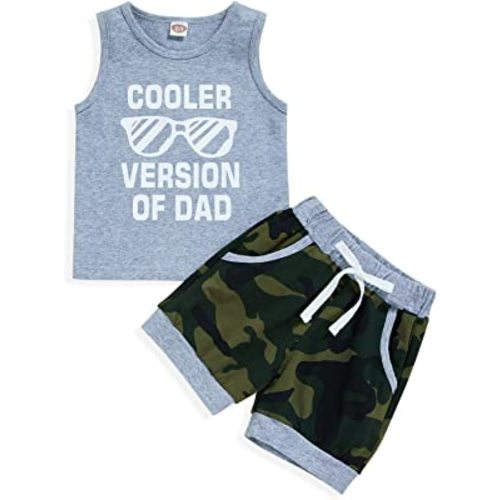 Baby Boy Shorts Clothes Toddler Cooler Version of Dad Print Vest Tops Camouflage Pants Summer Outfit 2Pcs Set