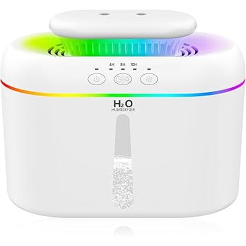 2L humidifiers for bedroom Large Room Home Ultra-Quiet 28 dB Quiet Supersized Cool Mist Air Humidifier for Baby Nursery，Dual Nozzie，Easy to Clean & Fill, 7 Color NightLight (White)