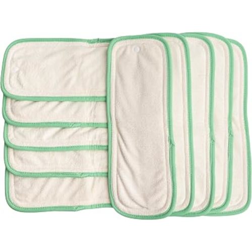 Cloth Diaper Absorbency Inserts Hemp Cotton Viscose Derived from Bamboo, Mix and Match Layering System, No Microfiber (6-Layer Viscose Derived from Bamboo Hemp Cotton Insert (10 Pack))