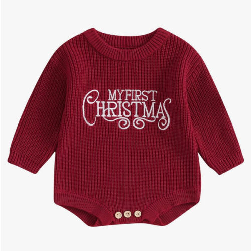 Adobabirl Baby Girl Boy Knitted Sweater Bubble Romper Long Sleeve Jumpsuit Festival Outfit Fall Winter Spring Clothes