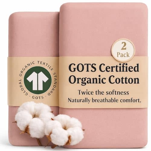 Bunnyjik GOTS Organic Bedside Bassinet Sheets 33x20 and 35x19 for Baby Delight, Ronbei, Koola Baby Bond. Premium Weight Luxury Turkish Cotton - Rectangle Bassinet Sheets