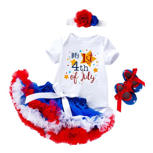 Quealent My First 4th of July Baby Girl Outfit 4th Of July Baby Girl Outfits Independence Day Summer Clothes Romper Shorts Skirt Set Red,0-3 Months