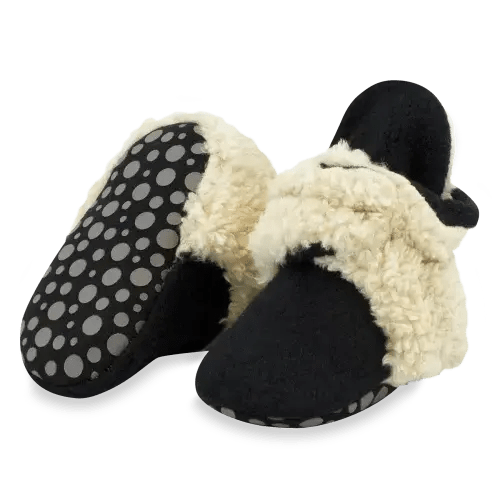 Cozie Furry Gripper Baby Bootie - Black – Zutano