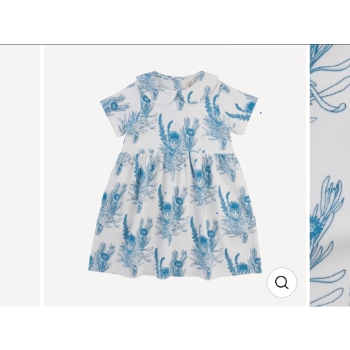 short sleeve peter pan dress | blue proteas | organic cotton interlock