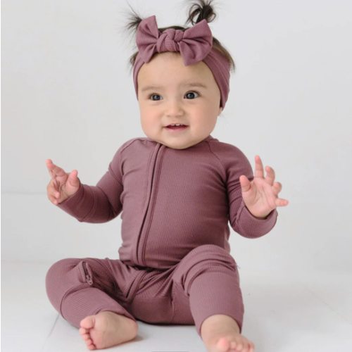 Plum Small Ribbed Zip Romper