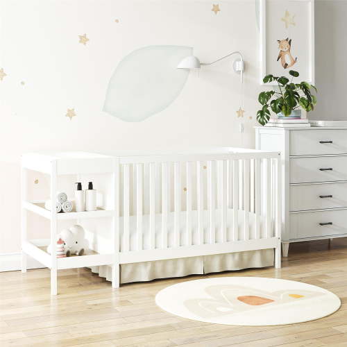 Baby Relax Ema 3-in-1 Convertible Crib & Changer Combo, White