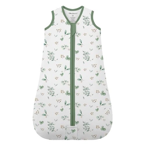 Mosebears Sleep Sack Baby Winter Wearable Blanket with 2-Way Zipper,2.5 TOG Cotton Sleep Sack Unisex(Plant,6-12 Months)