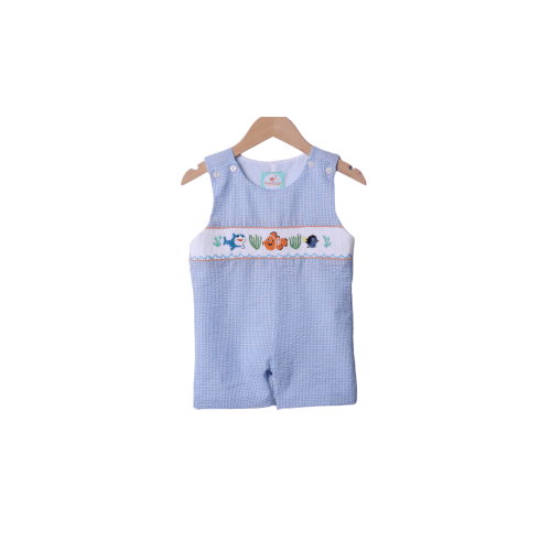 Smocked Sea Friends Blue Gingham Jon Jon