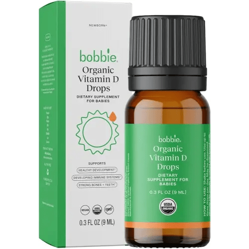 Bobbie Organic Baby Vitamin D Drops, Daily Liquid Supplement to Support Development, Immune Health and Strong Teeth and Bones* in Newborn Babies and Infants, Vegan, Infant Vitamin D, 400 IU, 0.3 fl oz