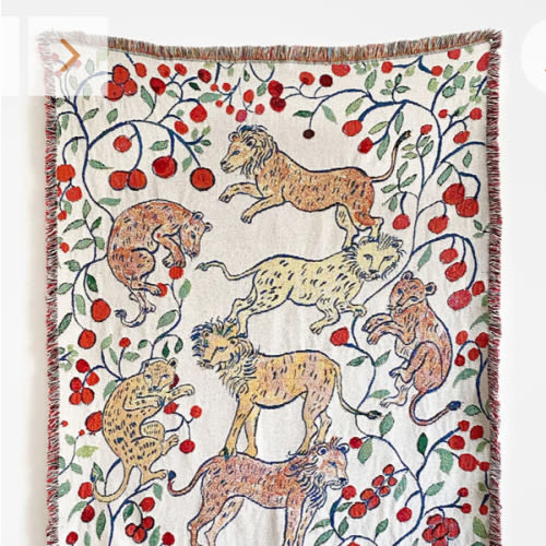 Pomegranate Lions Blanket