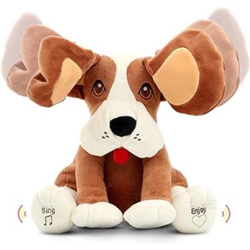 Bundaloo Animated Plush Peek A Boo Singing Dog with Floppy Ears | Plays Peek-A-Boo with Ears & Sings Do Your Ears Hang Low