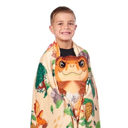 Universal Studios Jurassic World Wild Time Silk Touch Throw Blanket and Plush Character Hugger Set