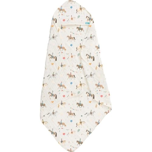 Love to Dream Muslin Hooded Baby Towel, Soft & Absorbent Multi-Layer Organic Cotton Fabric, Eco-Friendly, Essential Bath Gear for Newborns to 6 Months, Year of the Horse, 31.5" x 31.5"