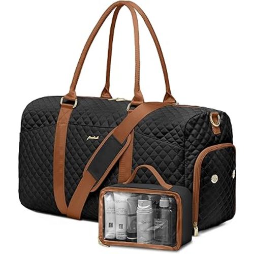 Women Weekender Travel Duffle Bag: Travel Duffel Overnight Bags with Shoe Compartment Large Carry on Tote with Toiletry Bag Weekend Traveling Yoga Gym Hospital Bag for Women with Wet Pocket