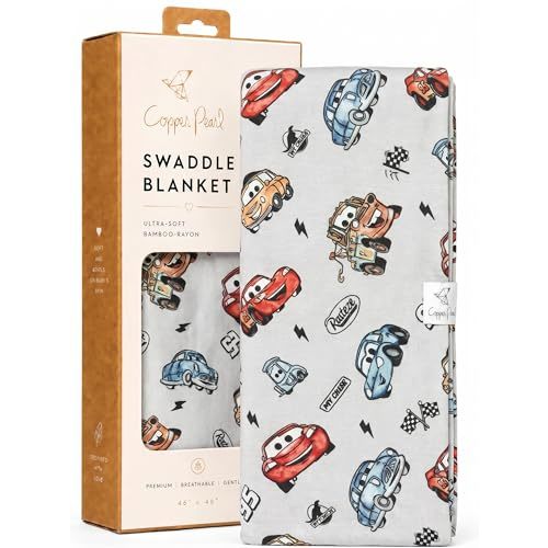 Copper Pearl Swaddle Blankets for Newborns | Soft Stretchy Receiving Blankets for Boys and Girls | Large 46 x 46 Inch Baby Blankets | Lightweight and Breathable Swaddles | Disney Pixar Cars